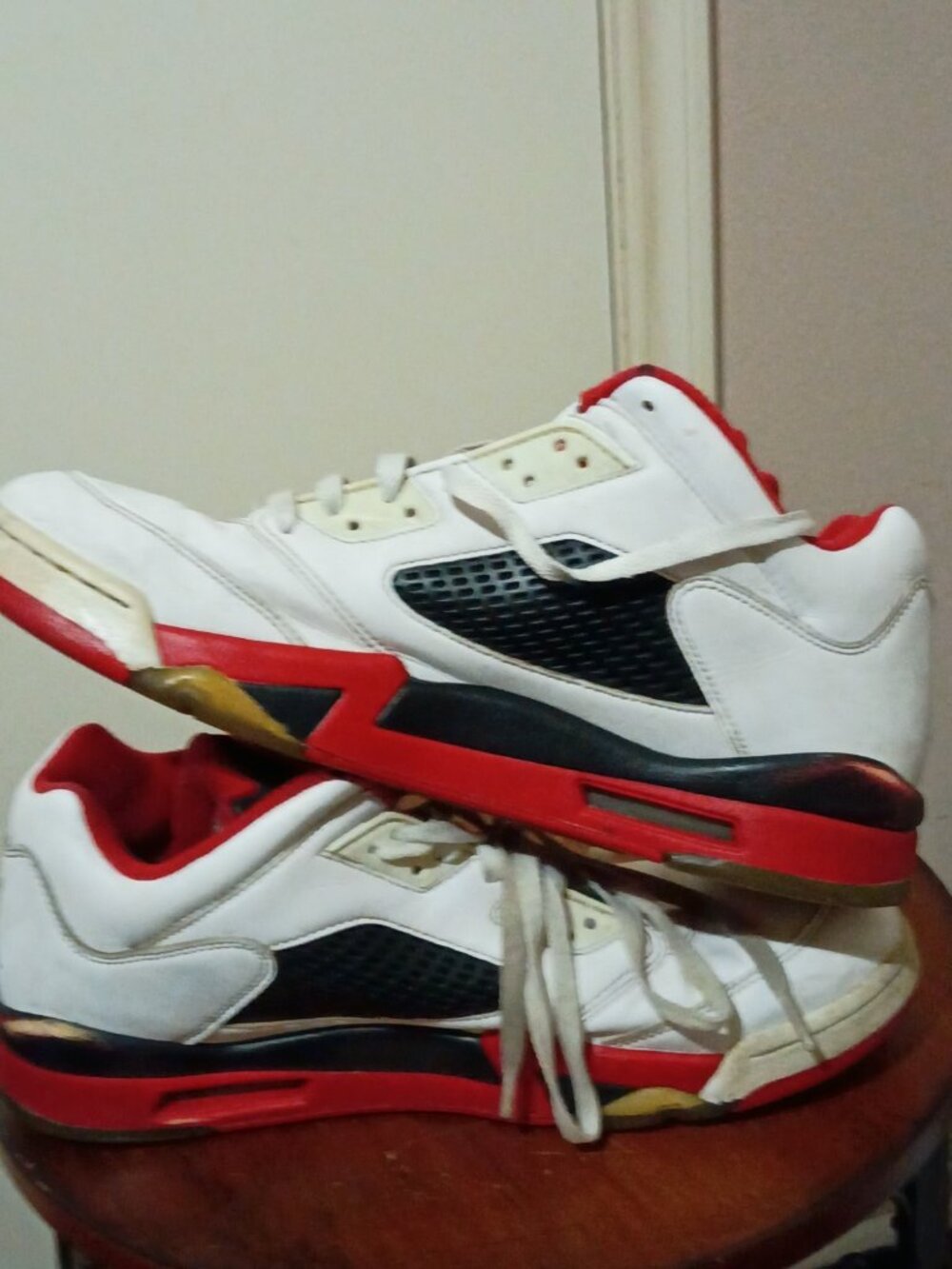 Nike Air Jordan 5 Retro Low 2015 White/Fire Red - Black 819171-101 Size 12 - Picture 12 of 15